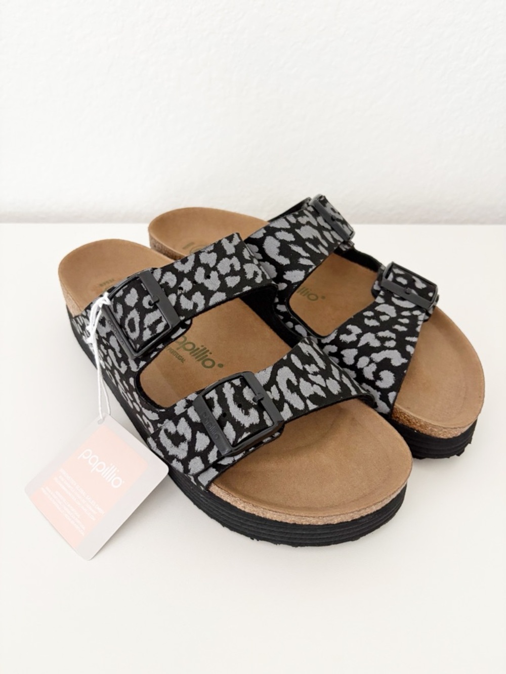 Birkenstock Papillio Arizona Grooved Platform Leopard Sandals EU 39 US 8-8.5 Nar - Picture 9 of 12